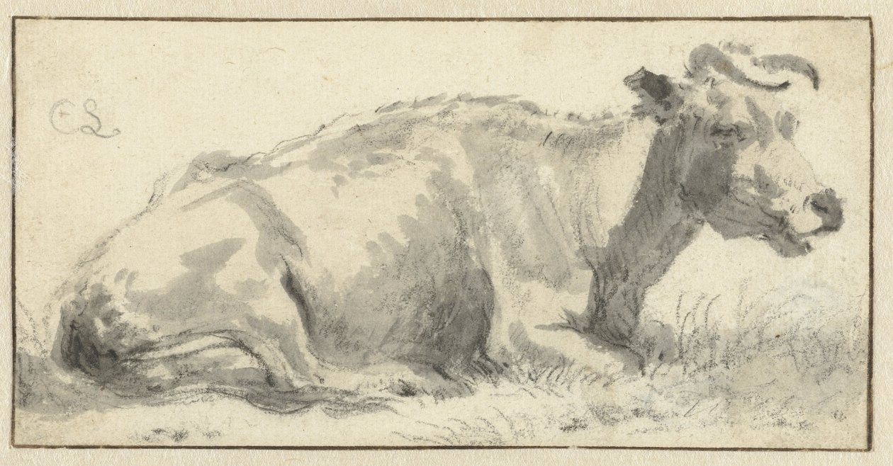 Lying Cow, Facing Right by Cornelis Saftleven