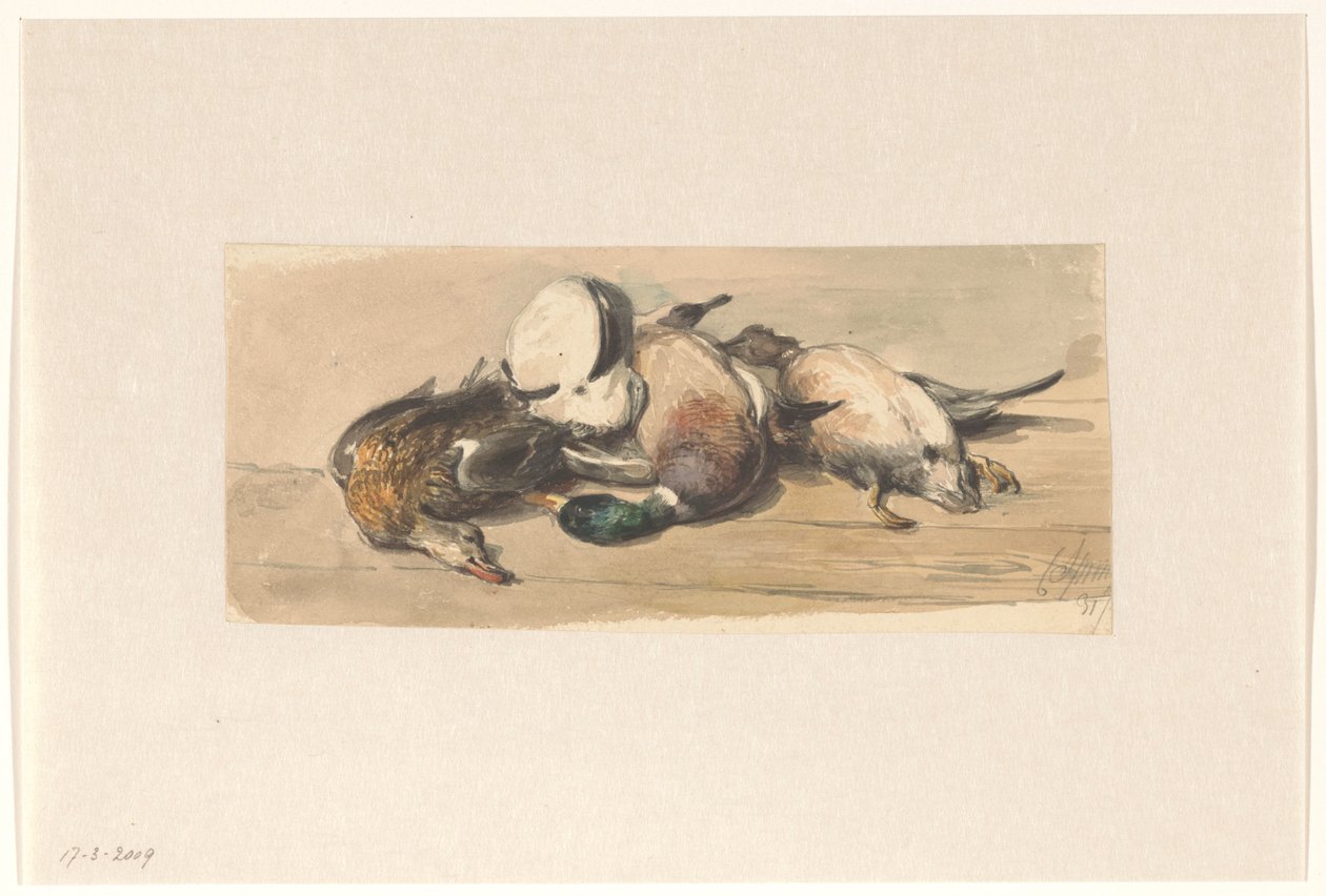 Still Life with Four Ducks by Cornelis Springer