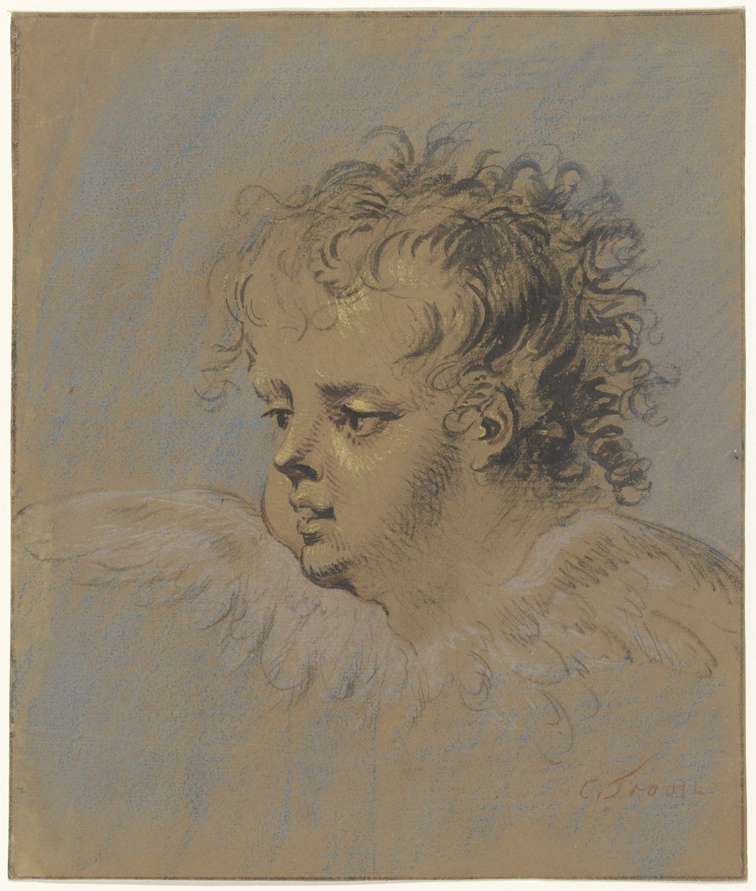 Winged Angel Head by Cornelis Troost