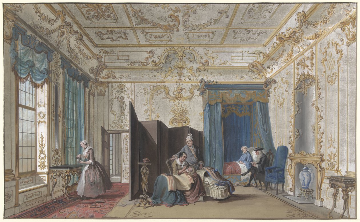 Maternity Room by Cornelis Troost