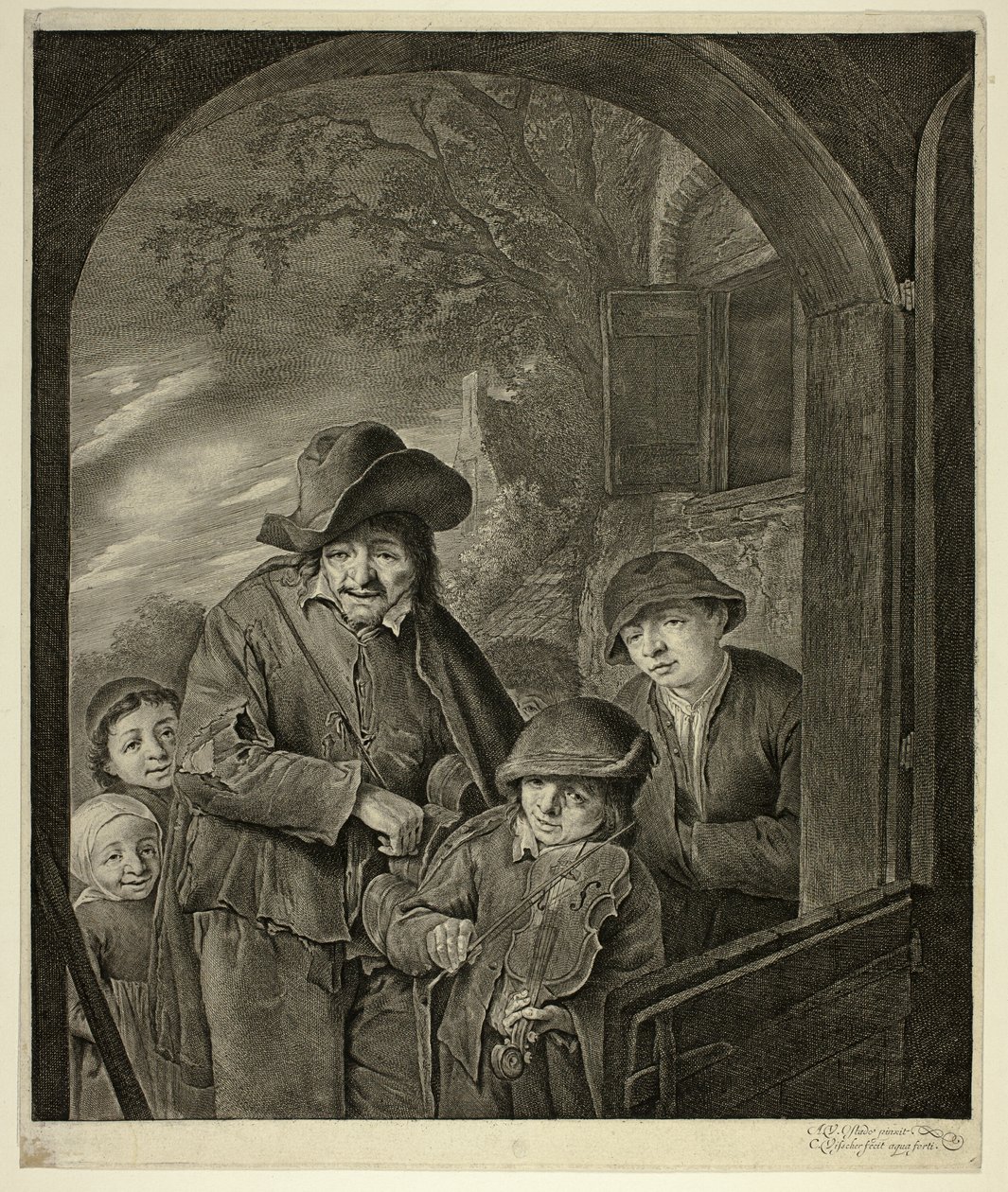 The Hurdy-Gurdy Player by Cornelis Visscher