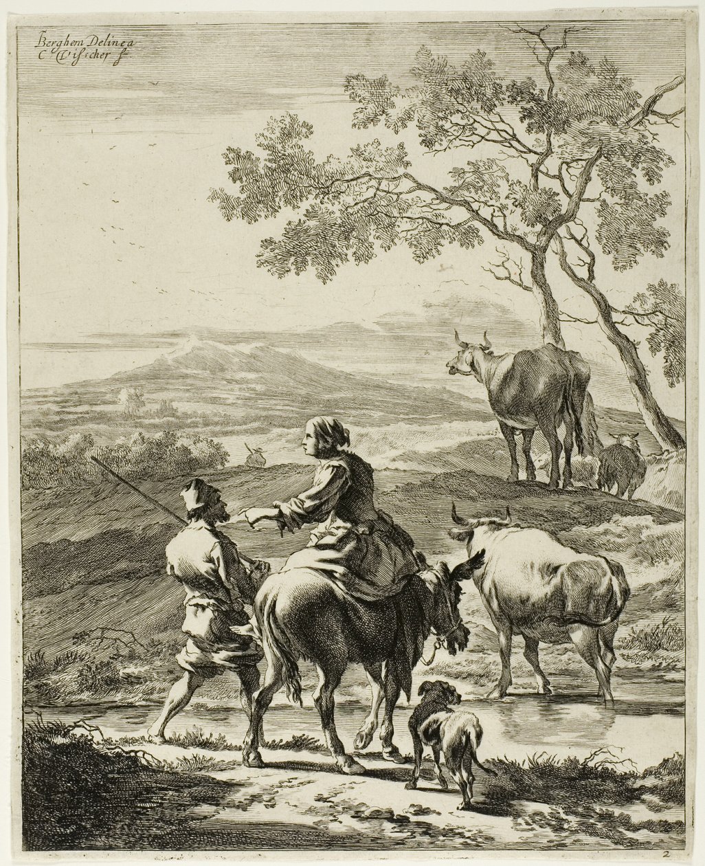 Woman on a Donkey by Cornelis Visscher
