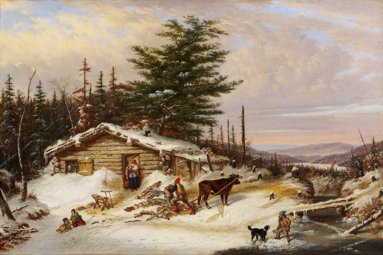 Settlers Log House by Cornelius Krieghoff