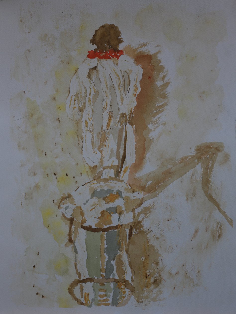 Bedouin leading camel by Cosima Duggal