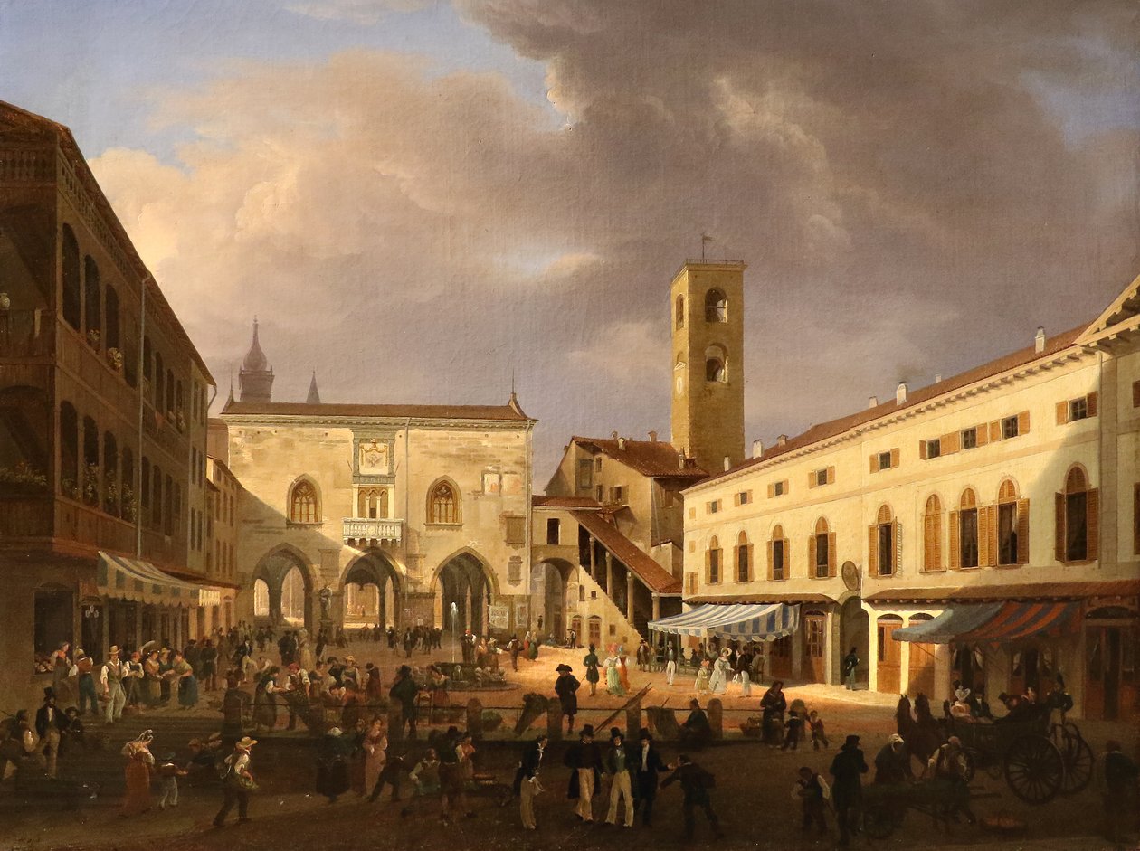 View of the Piazza Grande in Bergamo by Costantino Rosa