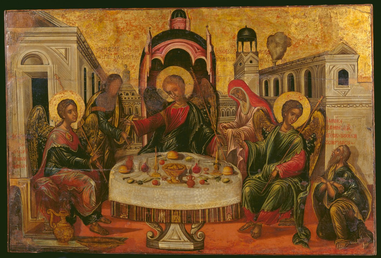 The Hospitality of Abraham and Sarah by Cretan School