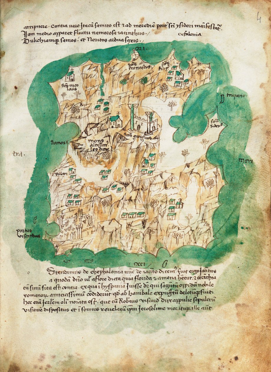 Chart of Cephalonia, c.1420 by Cristoforo Buondelmonti