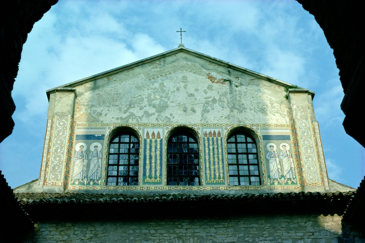 View of exterior mosaics by Croatian School
