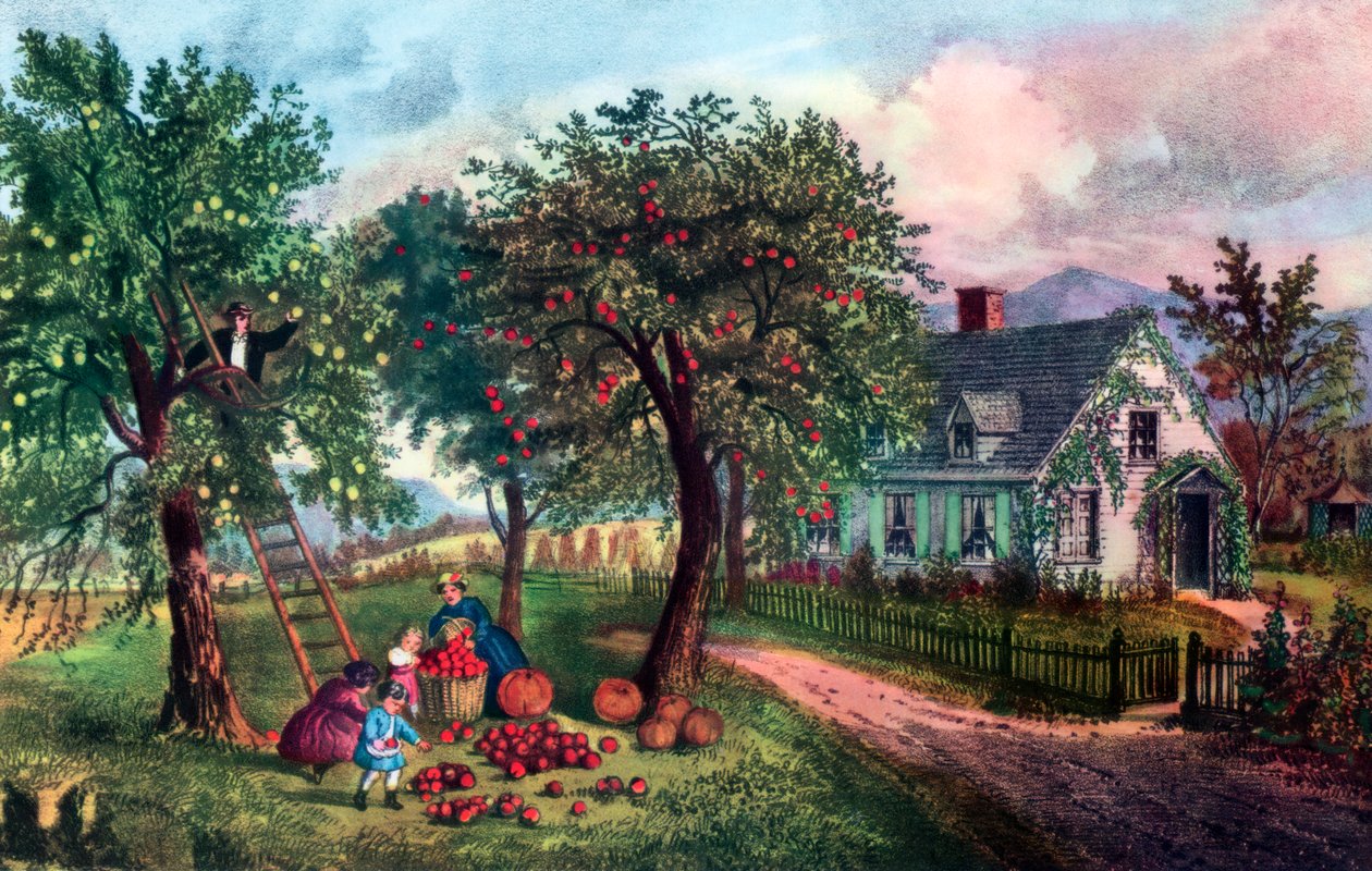 American Homestead in Autumn, 1869 by Currier and Ives