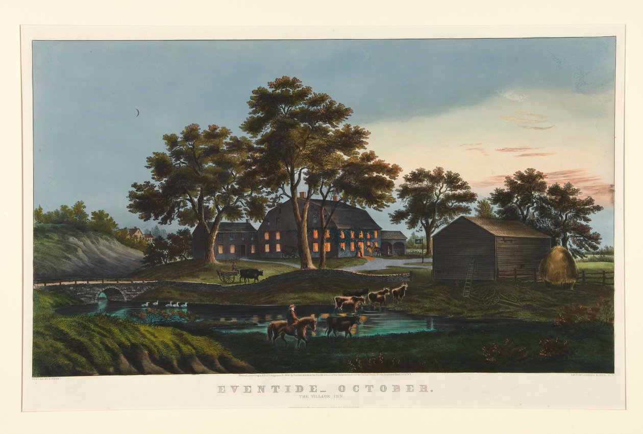 Eventide - October / The Village Inn by Currier and Ives