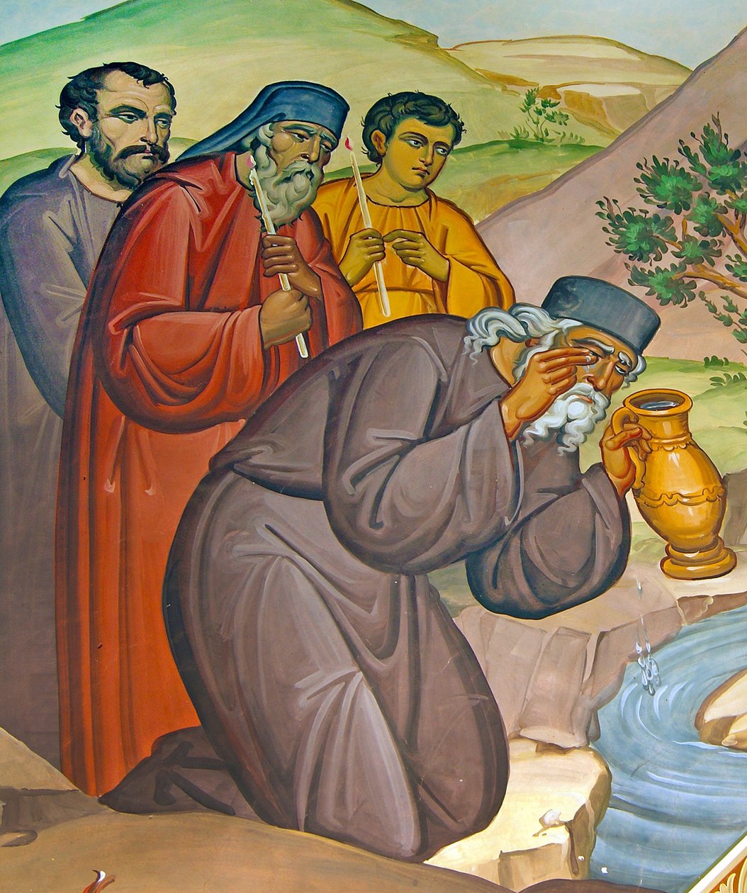 A Priest in mourning collecting his tears in a Tear Jar, Cyprus by Cypriot