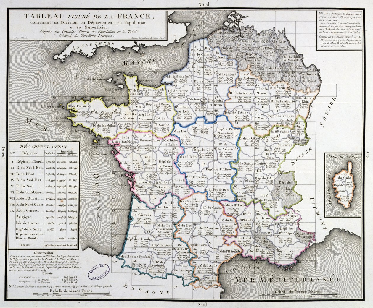 Map of France depicting the departmental divisions, 1798 by DHoudan
