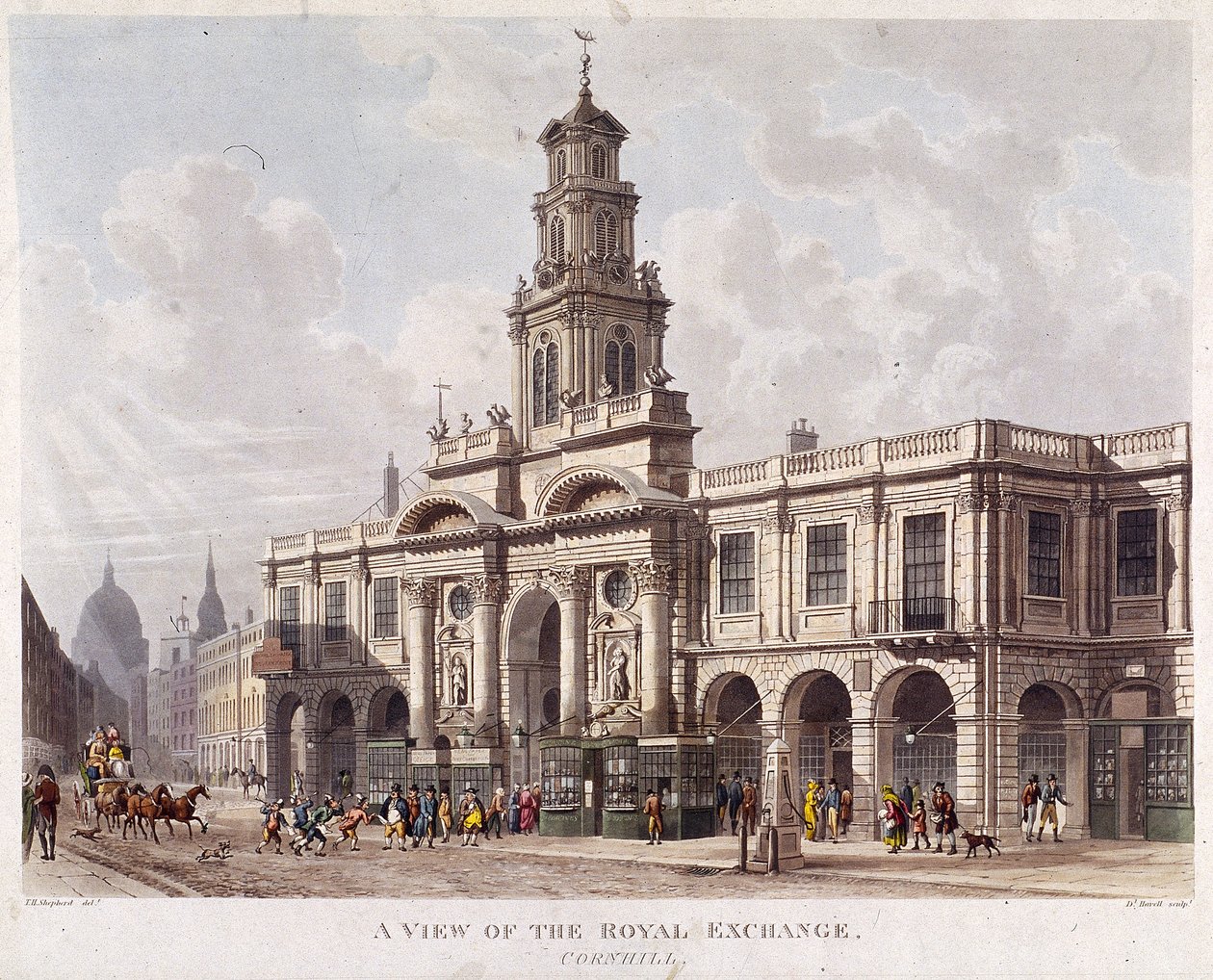 Royal Exchange 2nd exterior, London by Daniel Havell