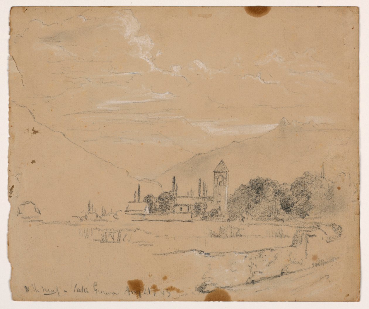 Sketch of Villeneuve, Lake Geneva by Daniel Huntington