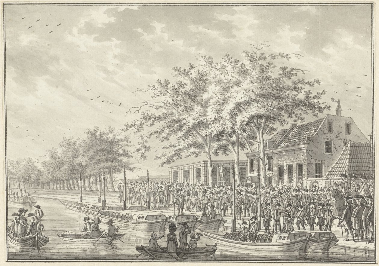 Departure of the Amsterdammers to Utrecht, 1787 by Daniël Kerkhoff