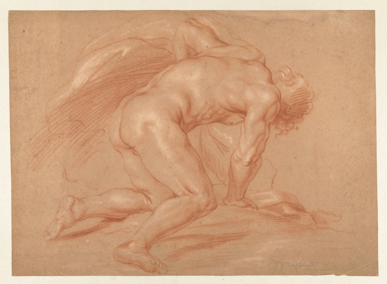 Kneeling Male Nude by Daniël Mijtens (II) (attributed to)