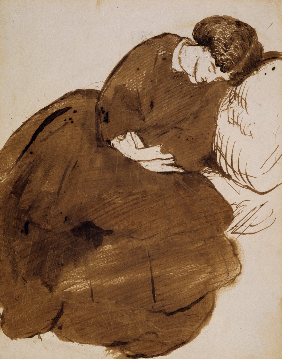 Portrait of Jane Morris Asleep on a Sofa by Dante Gabriel Charles Rossetti