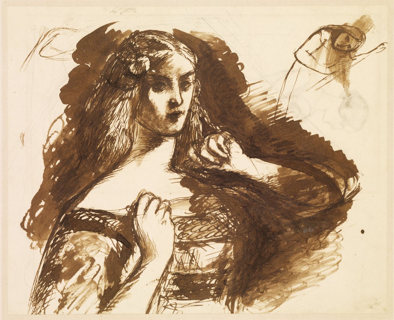 Half-length Sketch of a Young Woman by Dante Gabriel Rossetti