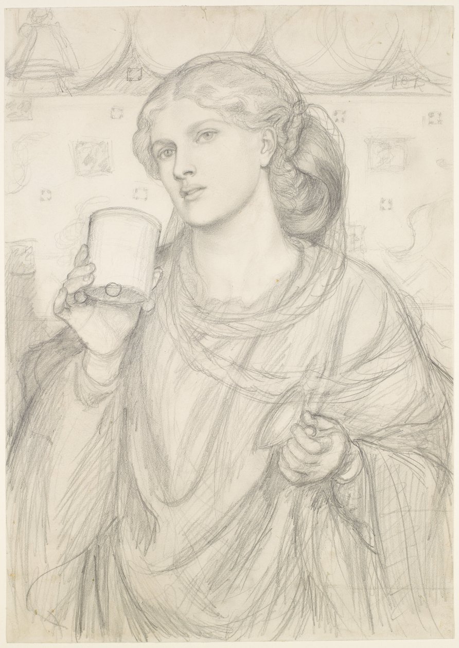 The Loving Cup - Compositional Study by Dante Gabriel Rossetti