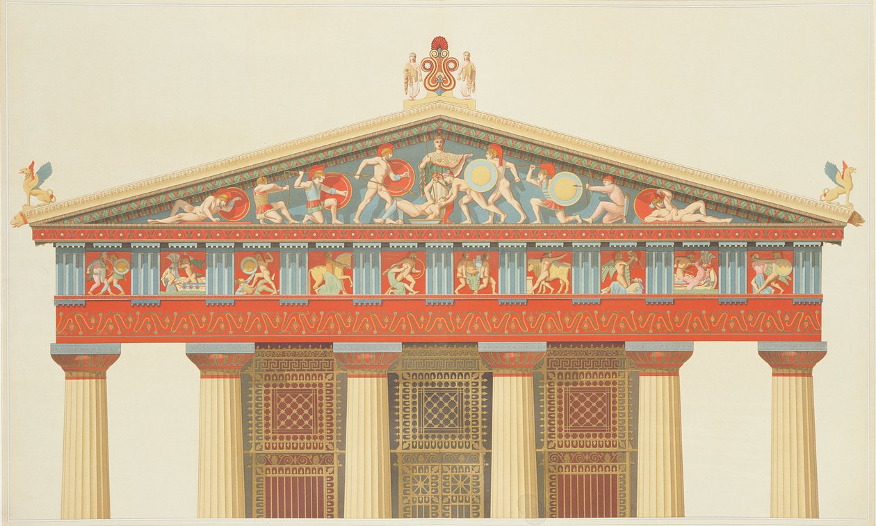 Facade of the Temple of Jupiter at Aegina (323-27 BC) by Daumont