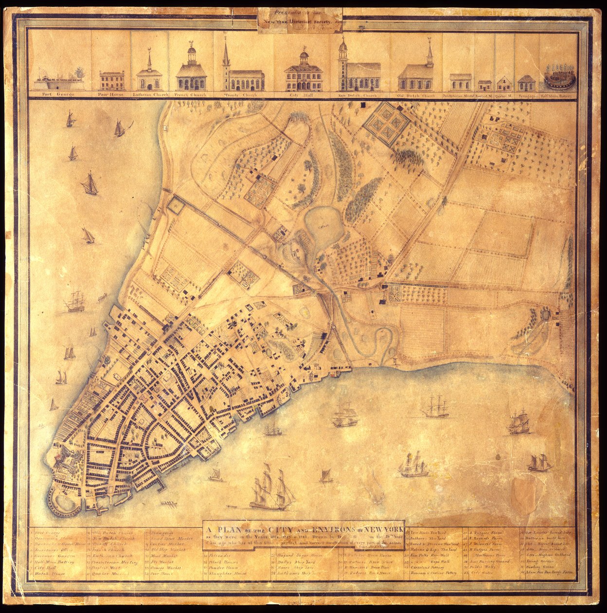 Plan of the City and Environs of New York as They Were in 1742-1744 by David Grim