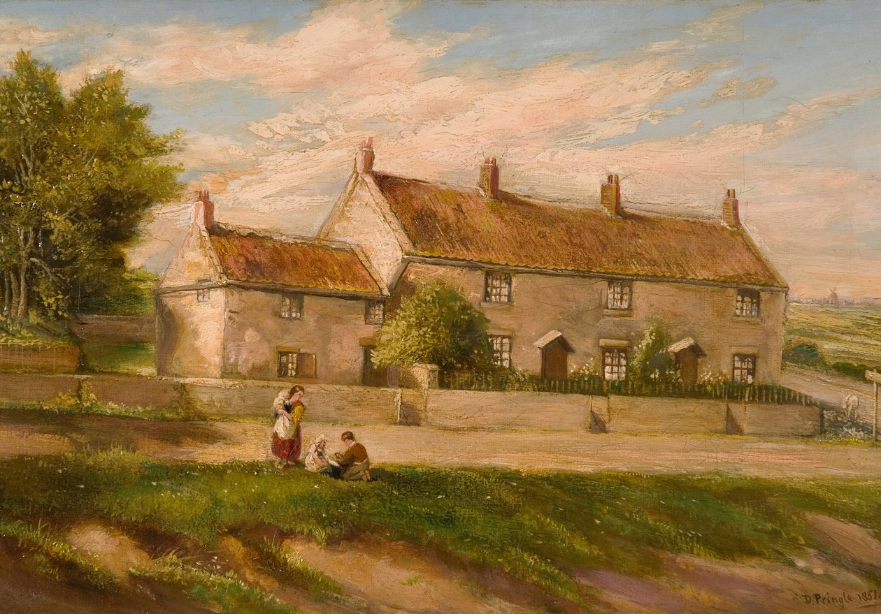 Rural Scene with Row of Cottages, 1851 by David Pringle