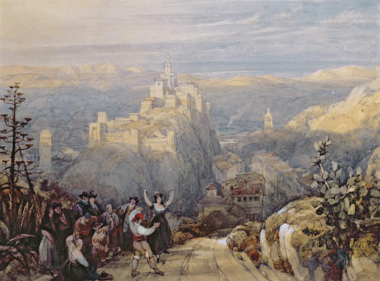 The Town and Castle at Loja, Spain by David Roberts
