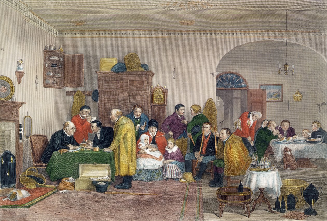 Rent Day, engraved by Abraham Raimbach, published 1817 by David Wilkie