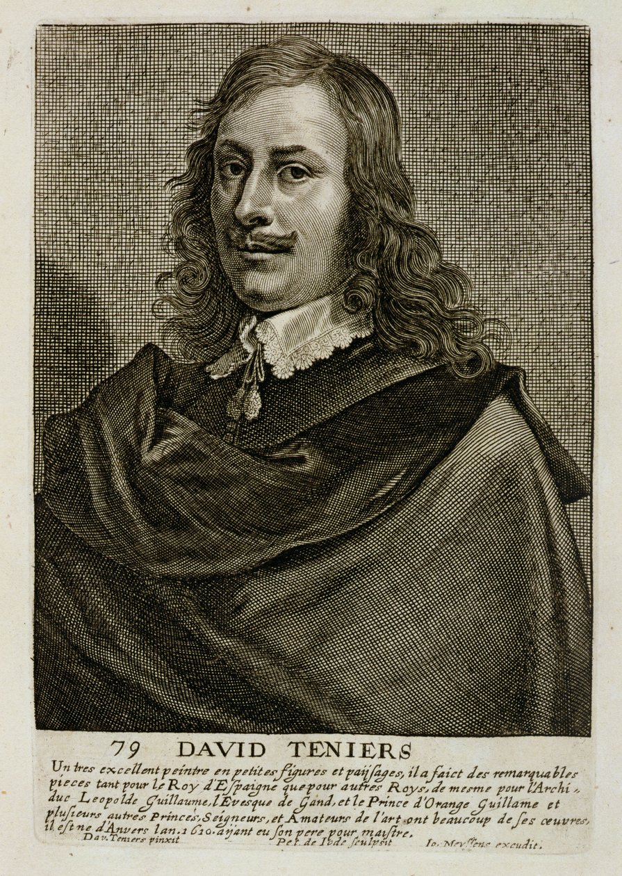 Self Portrait, plate 79 from a series of portraits of artists, engraved by Pieter de Jode II by David Teniers the Younger