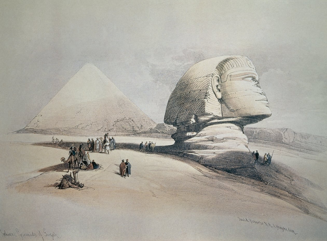 Sphynx at Giza. Lithography by David Roberts