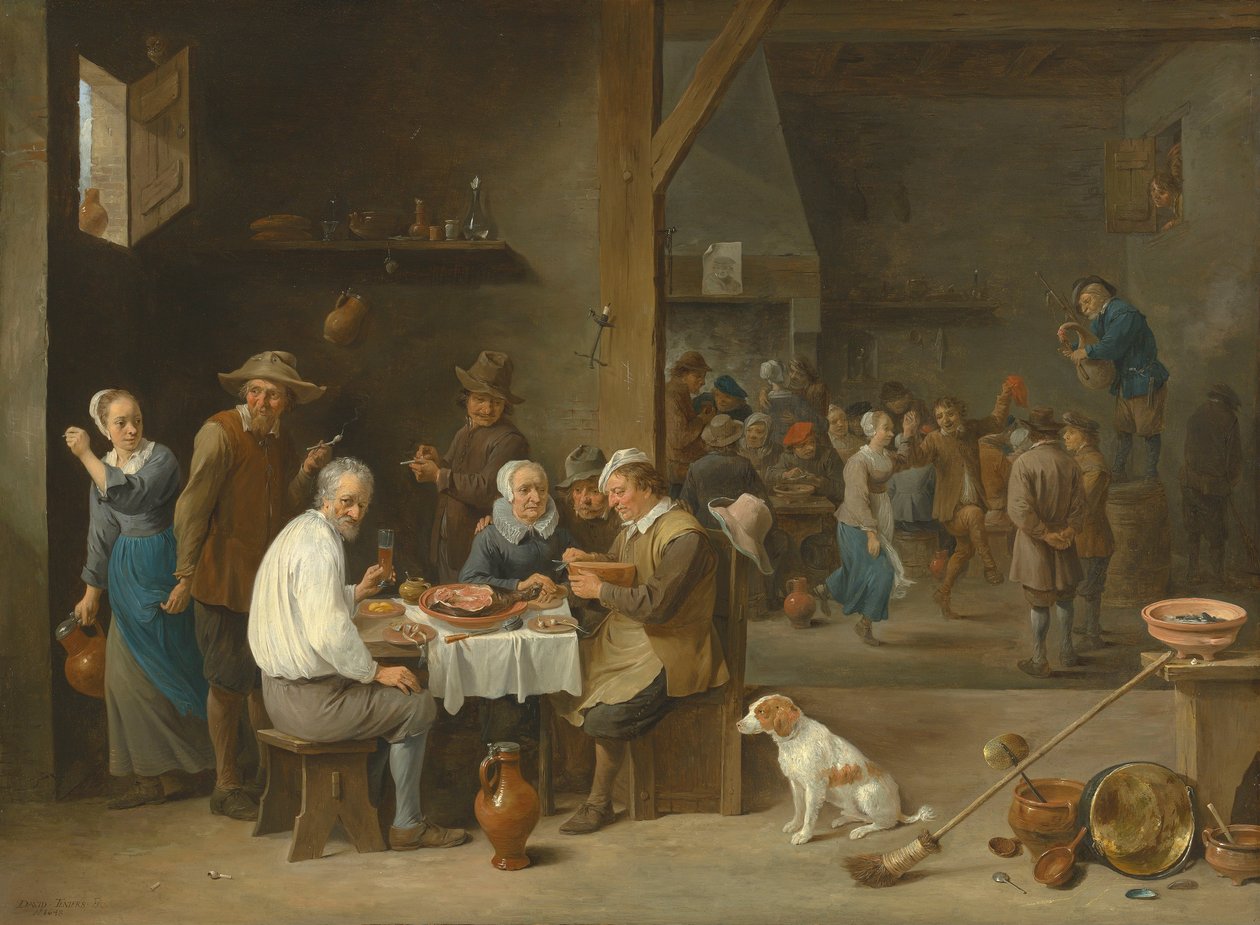The Ham Dinner by David Teniers the Younger