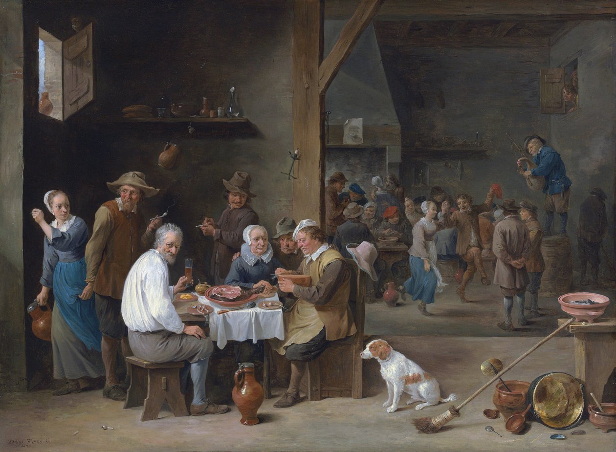 The Ham Dinner by David Teniers the Younger