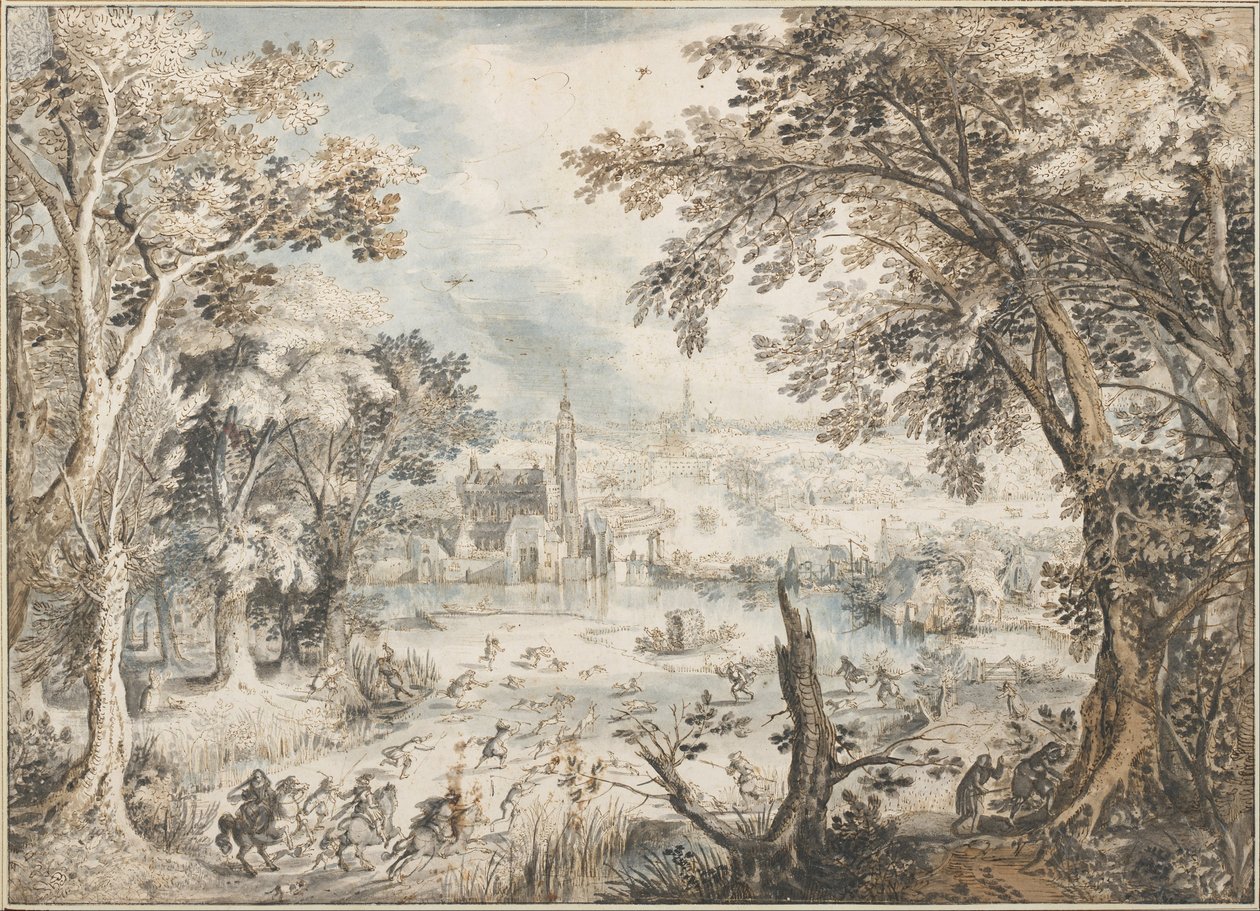 Landscape with a Hare Hunt by David Vinckboons