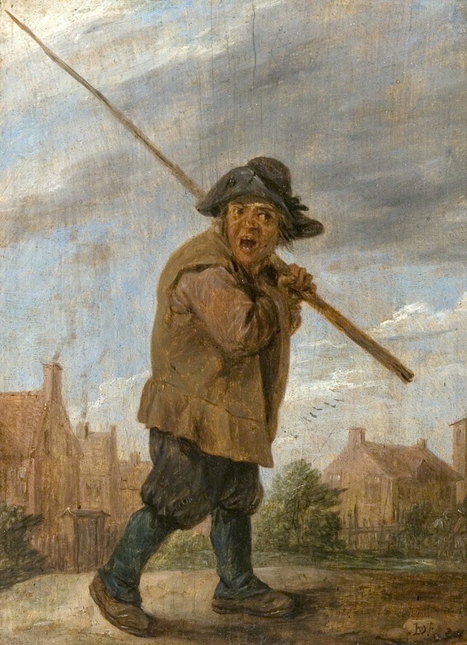A Peasant Carrying a Pole by David Teniers the Younger