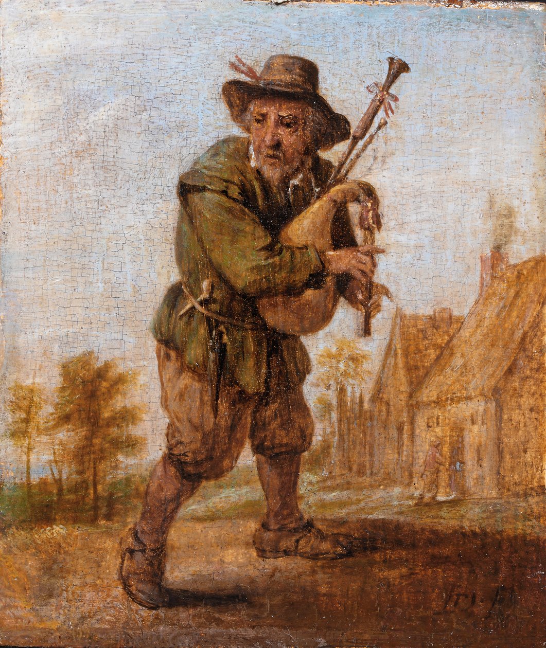 A bagpipe player by David Teniers the Younger