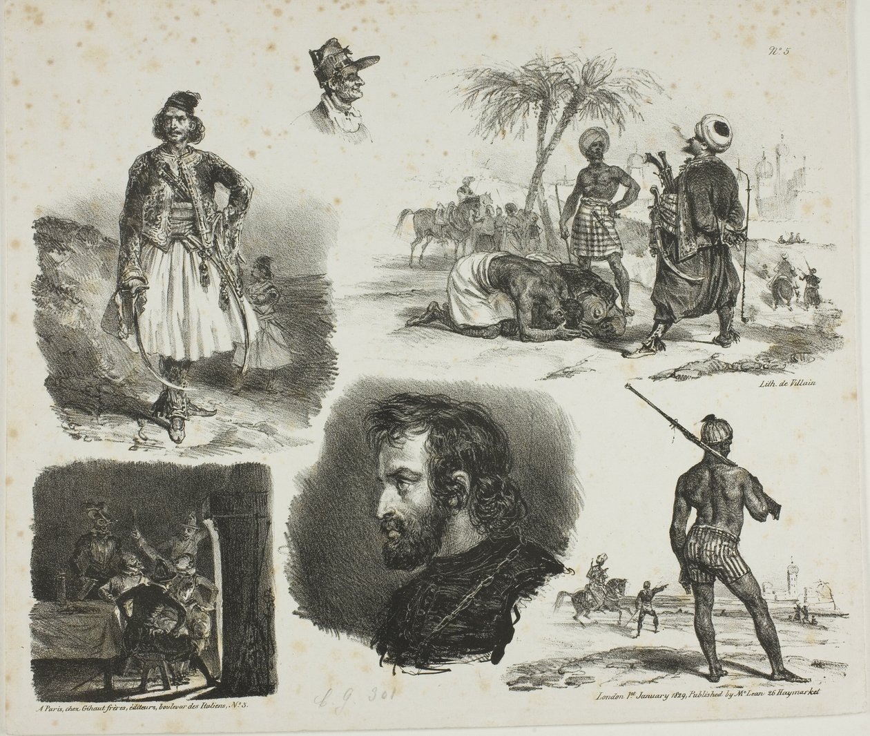 Sheet of Sketches by Denis Auguste Marie Raffet