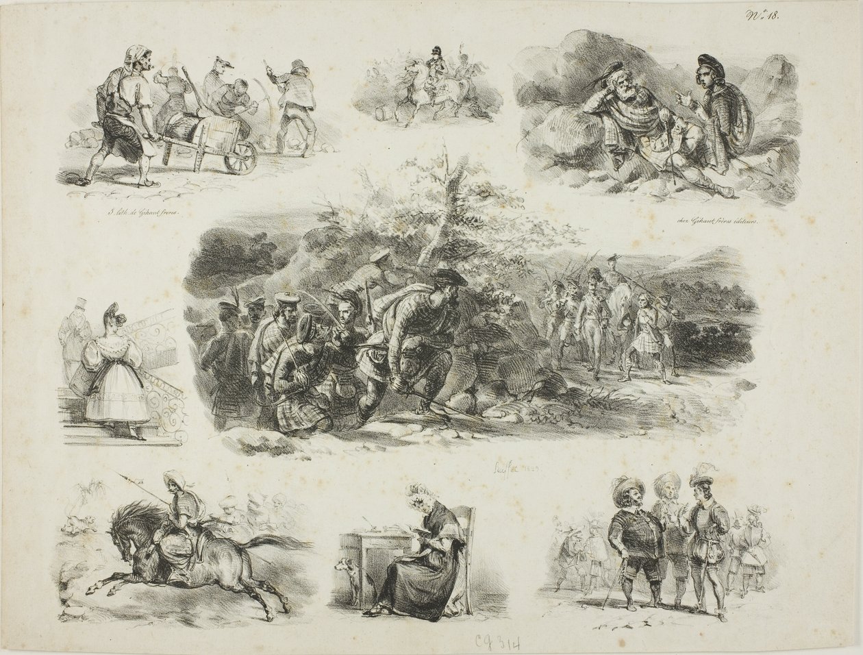 Sheet of Sketches by Denis Auguste Marie Raffet