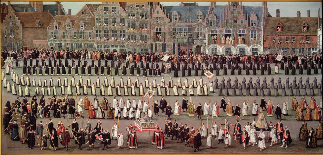 The Ommeganck in Brussels in 1615: Procession of Notre Dame de Sablon, 1616 (detail) by Denys van Alsloot