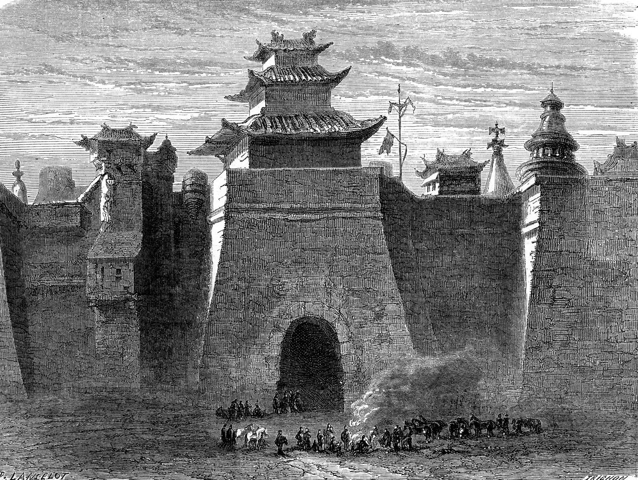 Walls and Gate of Beijing, China by Dieudonne Auguste Lancelot