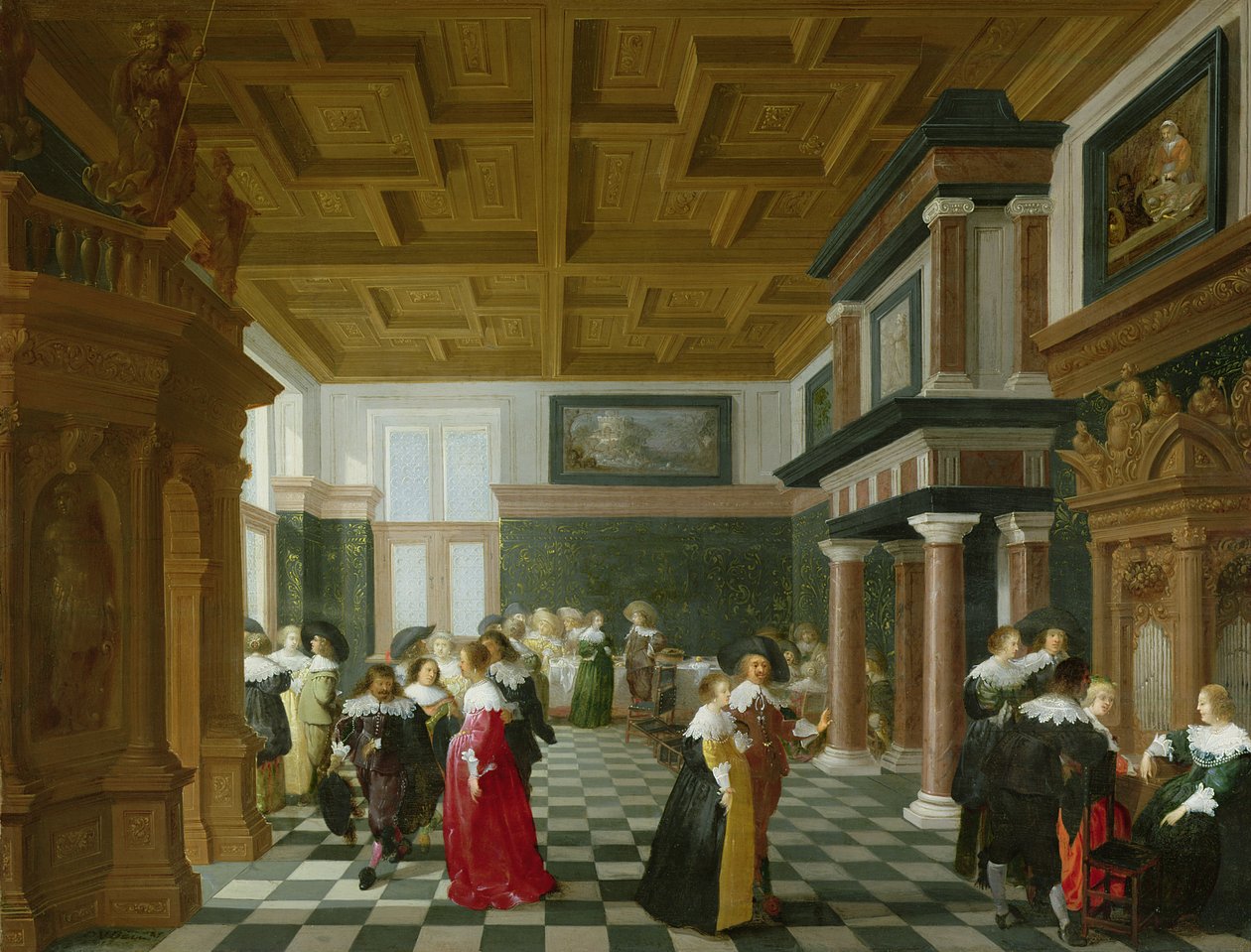 Elegant Figures Dancing in an Interior by Dirck van Delen