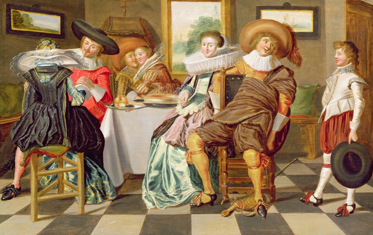Elegant Figures Feasting at a Table by Dirck Hals