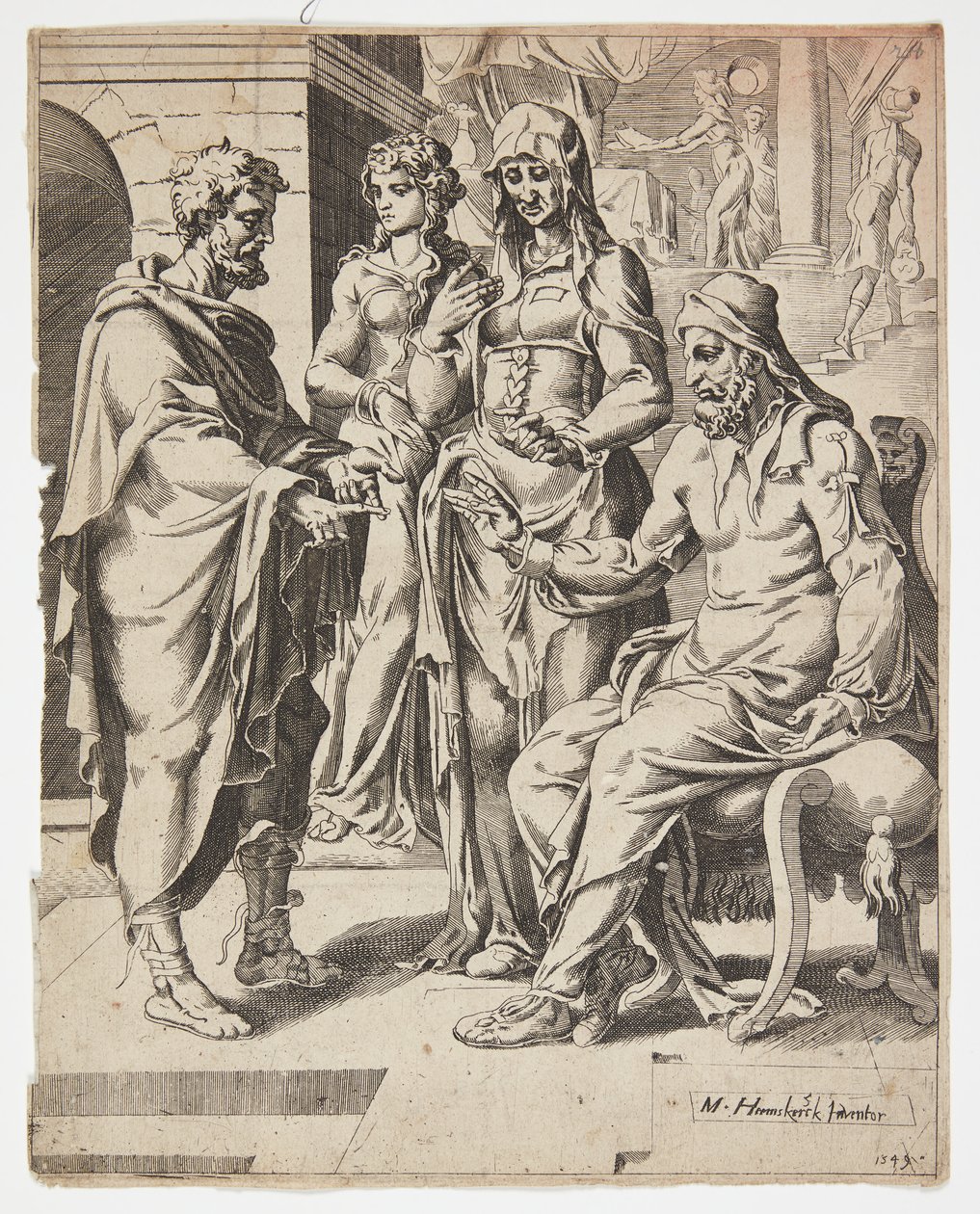 Eliezer Telling Laban His Errand by Dirck Volckertsz. Coornhert