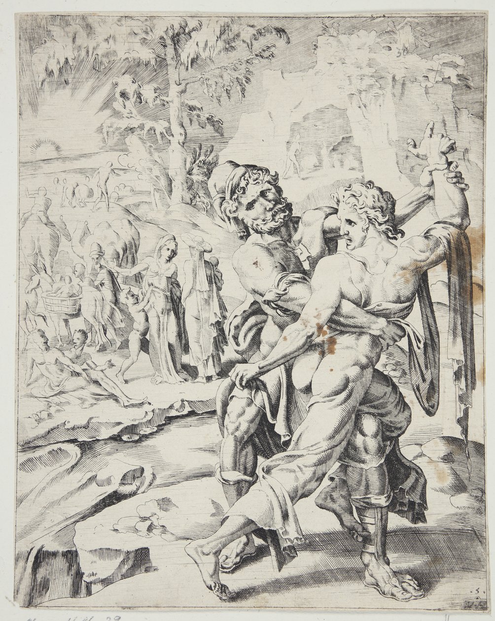Jacob Wrestling with the Angel by Dirck Volckertsz. Coornhert