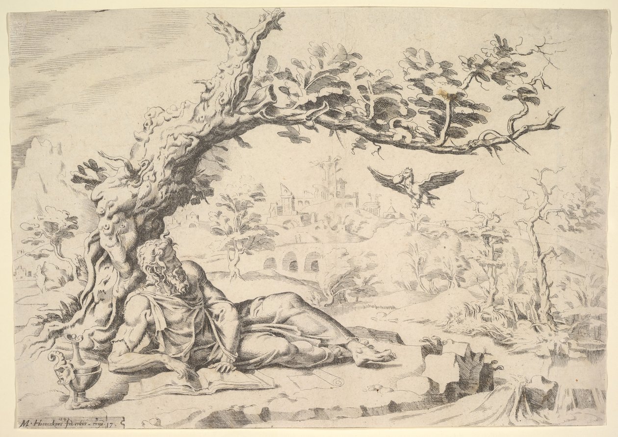 Elijah Fed by Ravens by Dirck Volkertsen Coornhert