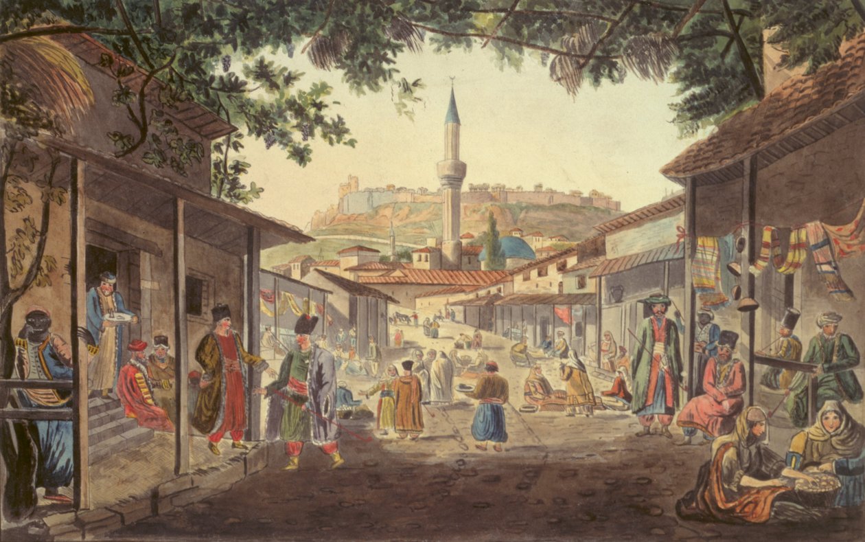 The Bazaar at Athens by Edward Dodwell
