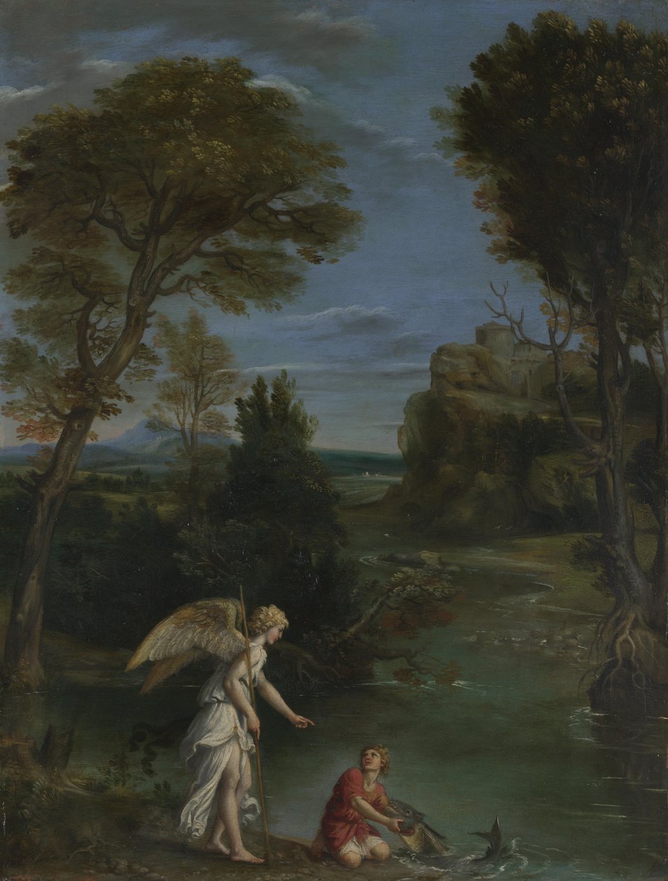 Landscape with Tobias Laying Hold of the Fish by Domenichino