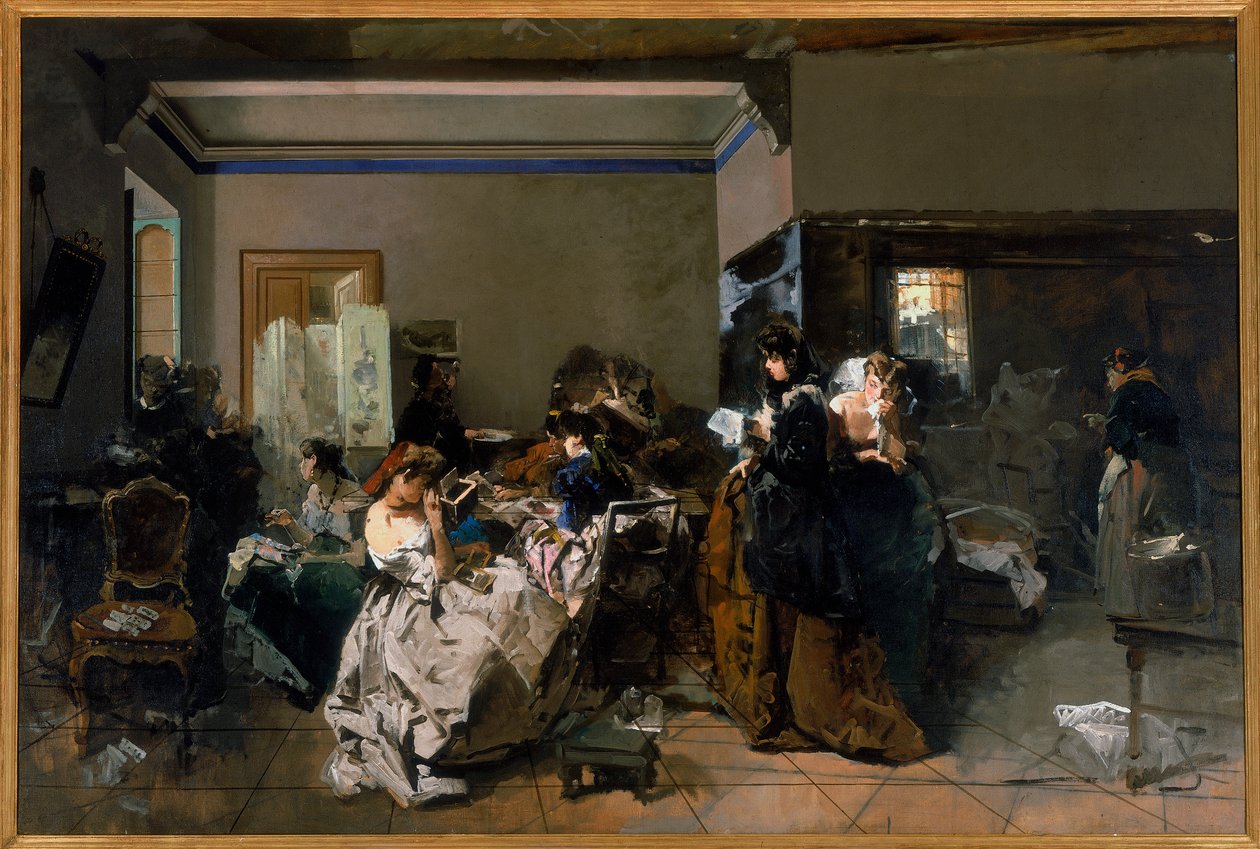 Workshop with Young Dressmakers by Domenico Induno