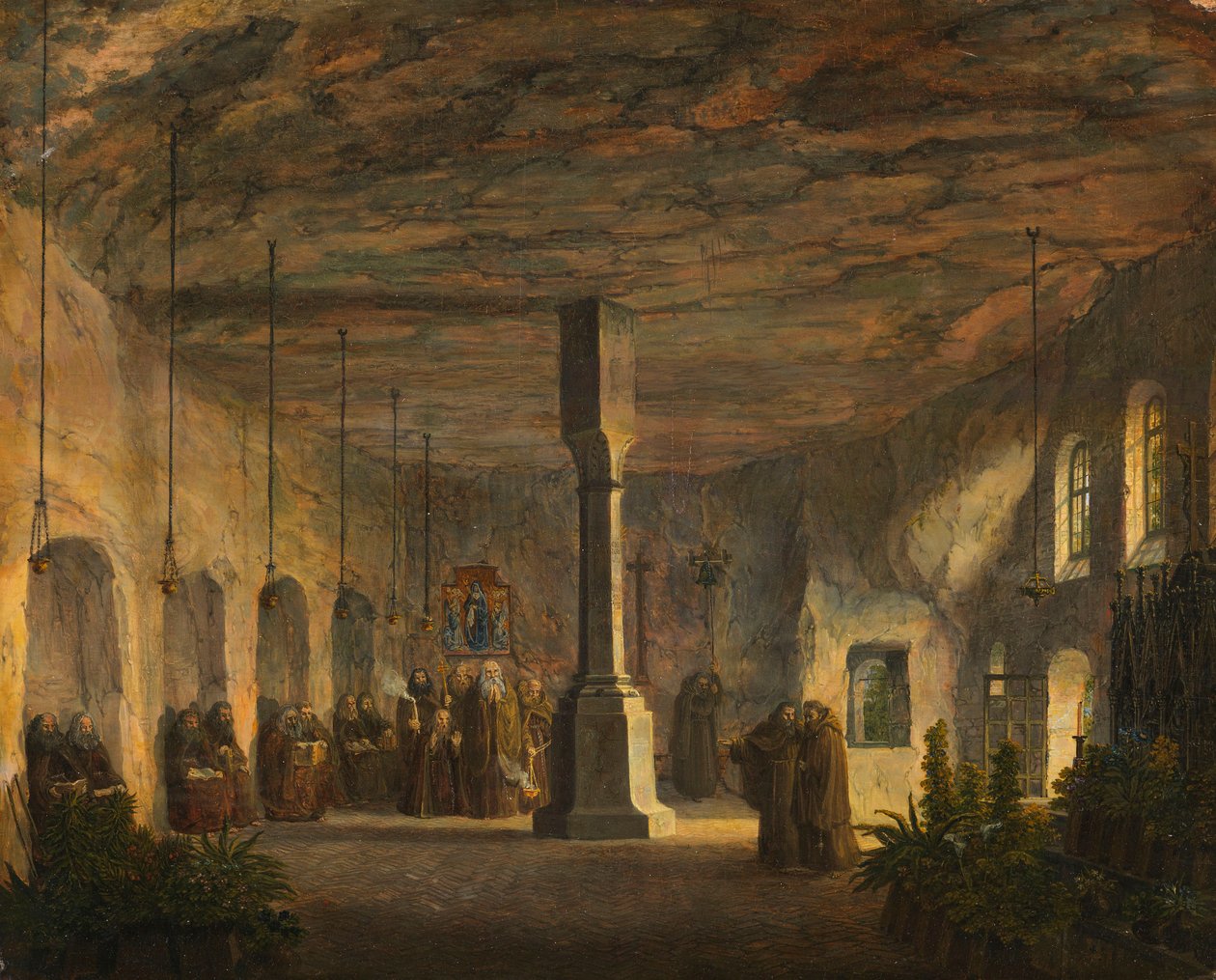 Interior View of St. Maximus Chapel in Salzburg (Petersfriedhof) by Domenico Quaglio the Younger