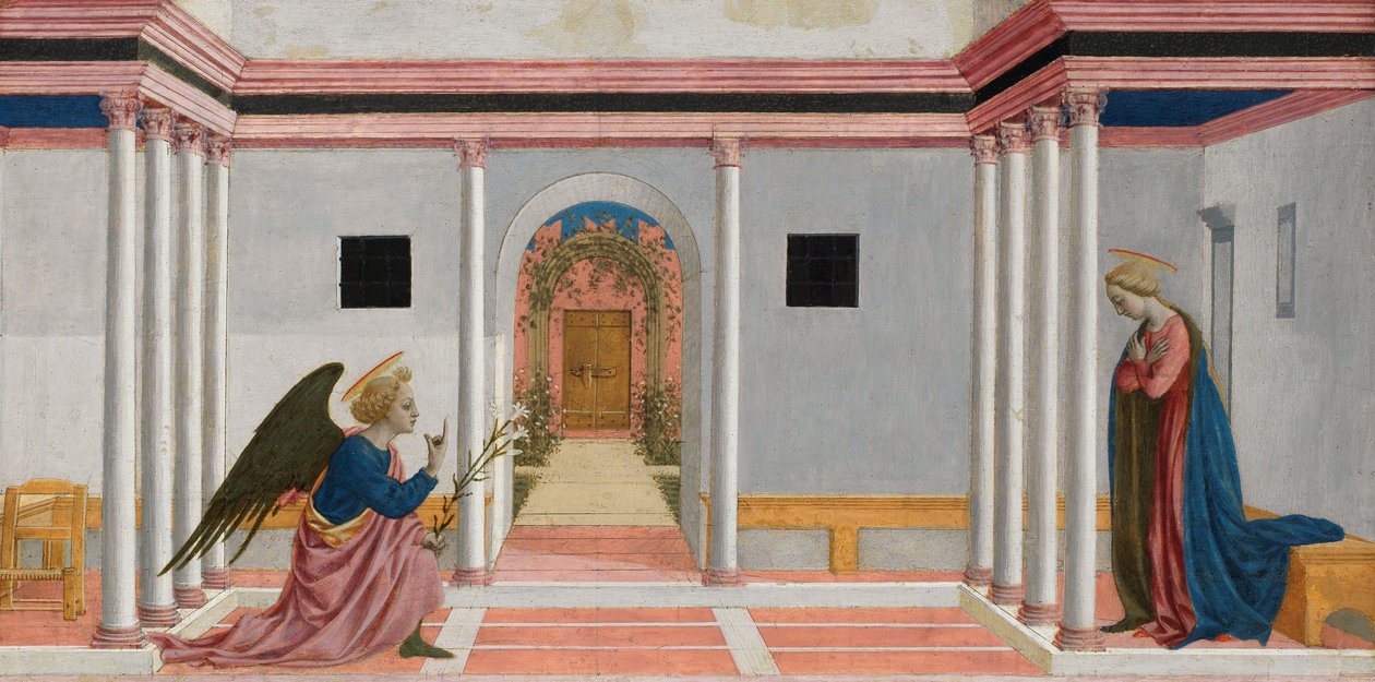 The Annunciation, Predella Panel from the St. Lucy Altarpiece by Domenico Veneziano