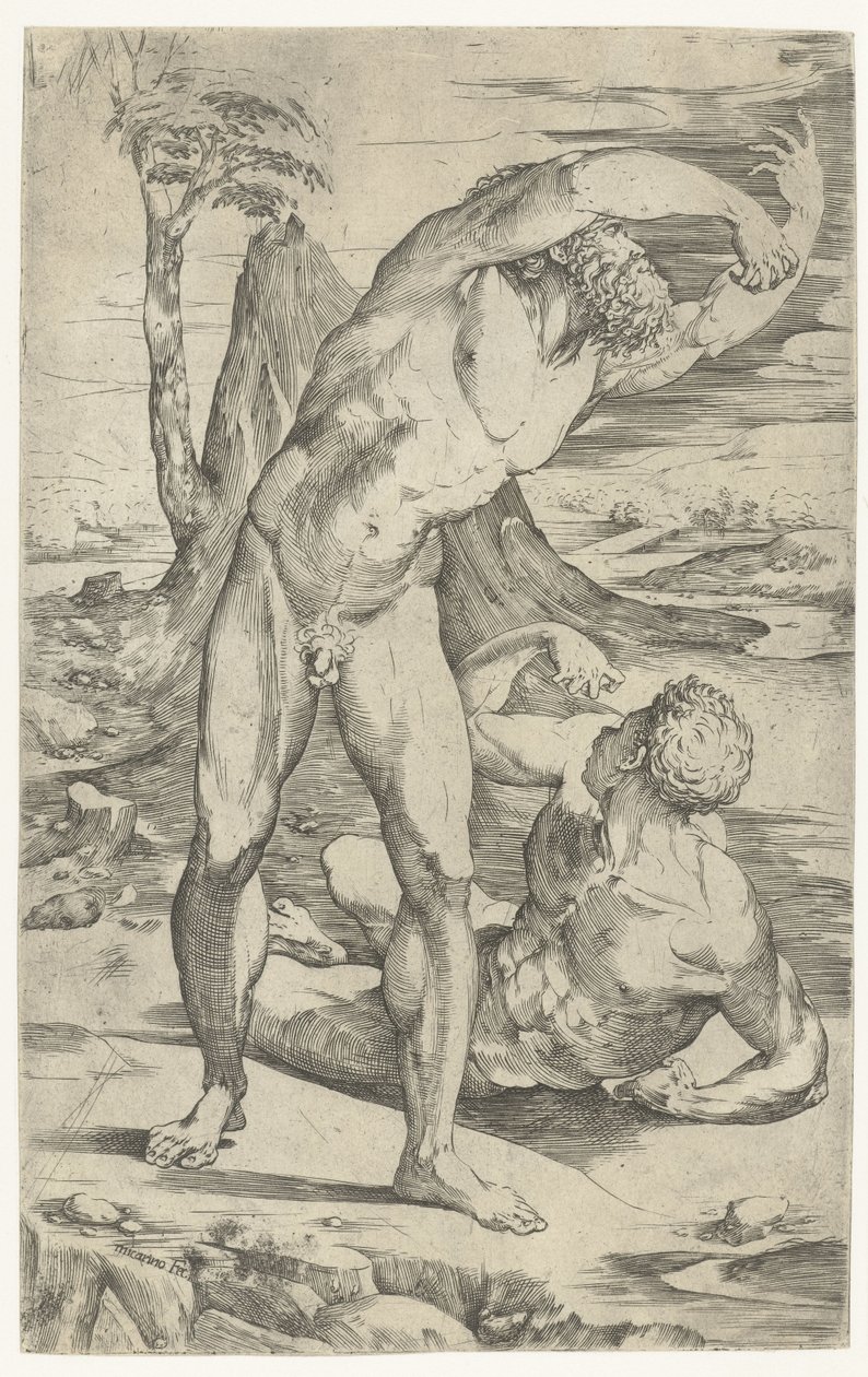 Two Naked Men in a Landscape by Domenico Beccafumi